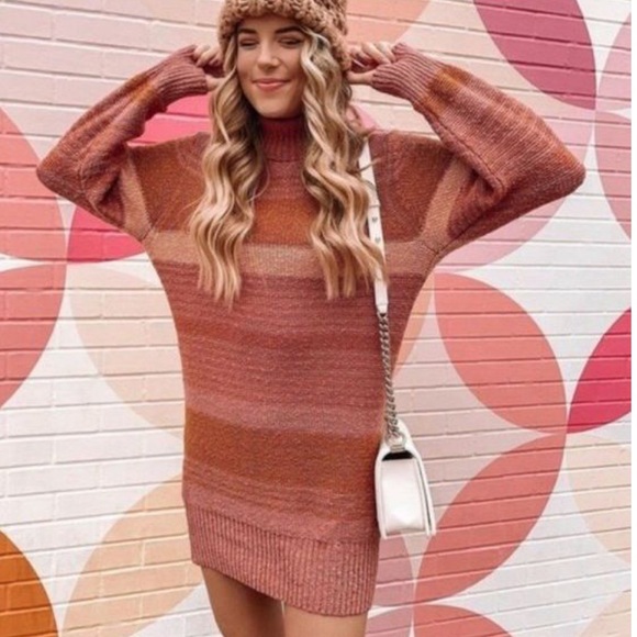 L*SPACE Jetsetter Serape Stripe Pink Knit Sweater Dress - Picture 3 of 11